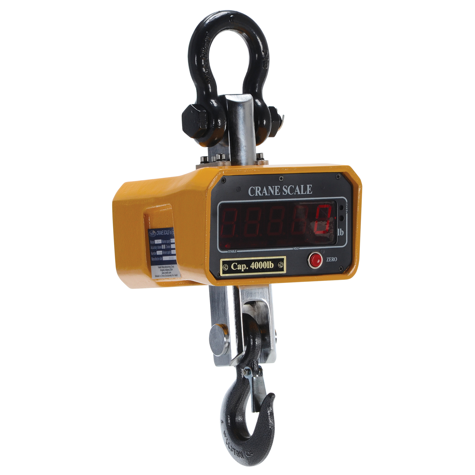 Vestil Steel Crane Scale - 4000 lb Capacity, Yellow, Wireless, Model# SC-4